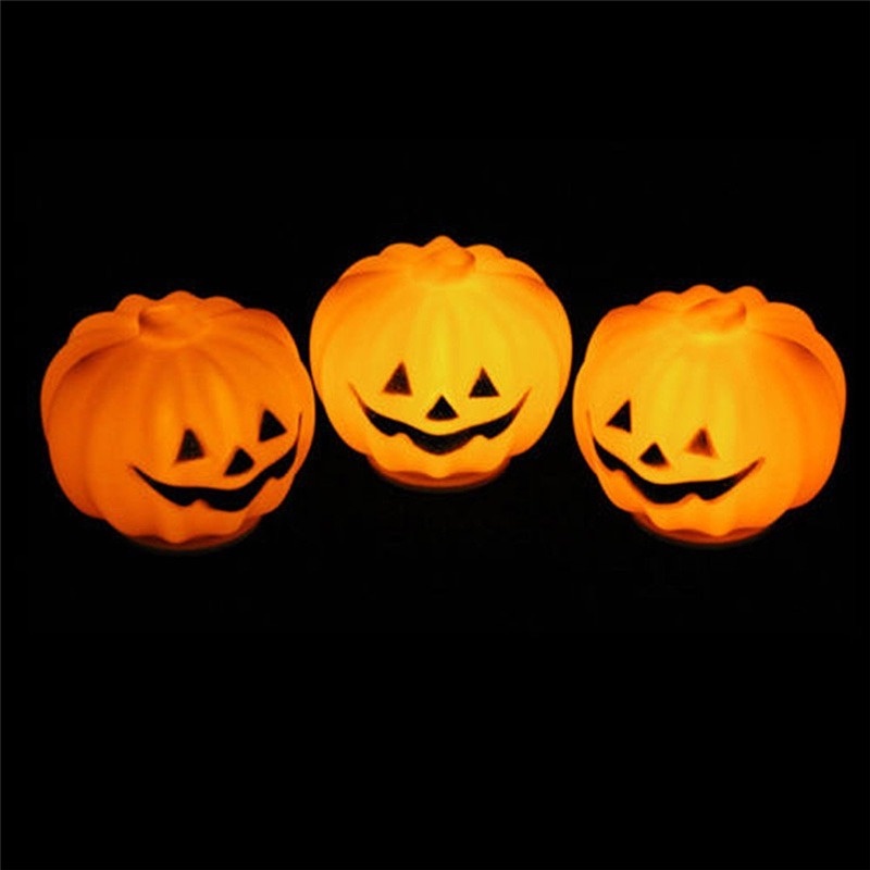 1pc Lampu Lentera LED Bentuk Labu Warna Oranye Untuk Dekorasi Halloween