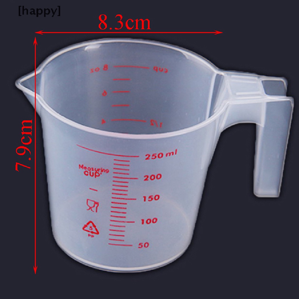 HA 250ml plastic clear measuring cup handle liquid pour spout home kitchen tools ID
