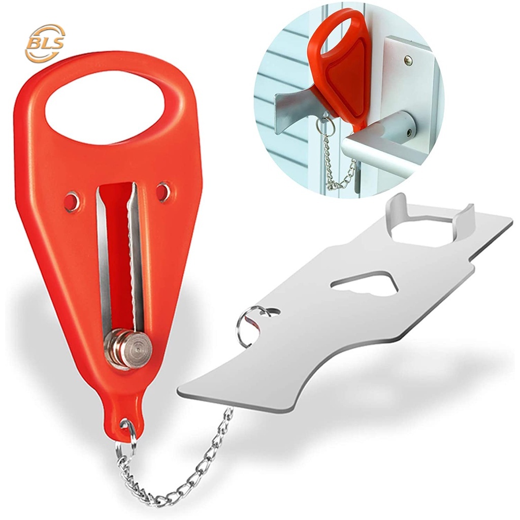 Jual PP Metal No Drill Door Latch / Portable SelfDefense Door Stop