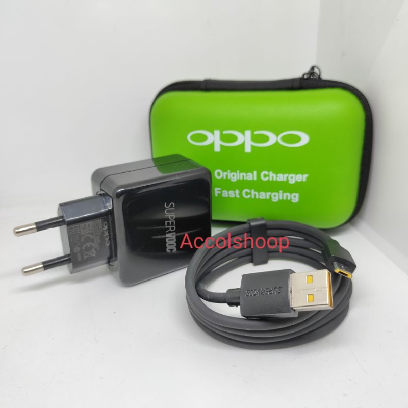 Charger Oppo Hitam 4A Fast Charging VOOC Kabel Micro USB Plus Dompet Tas