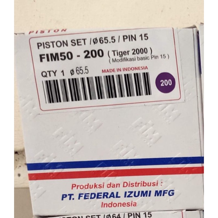 Piston Kit FIM Tiger FIM50 STD OS 0/50/100/150/200/250/300-os.200 (65.5)
