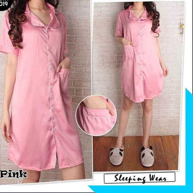 HEBOH BAJU TIDUR WANITA SATIN PUTIH / LONGSLEEVE - MURAH