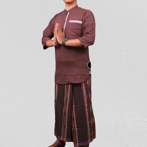 STELAN BAJU KOKO DAN SARUNG BATIK PRIA ANAK DEWASA TANGAN PENDEK