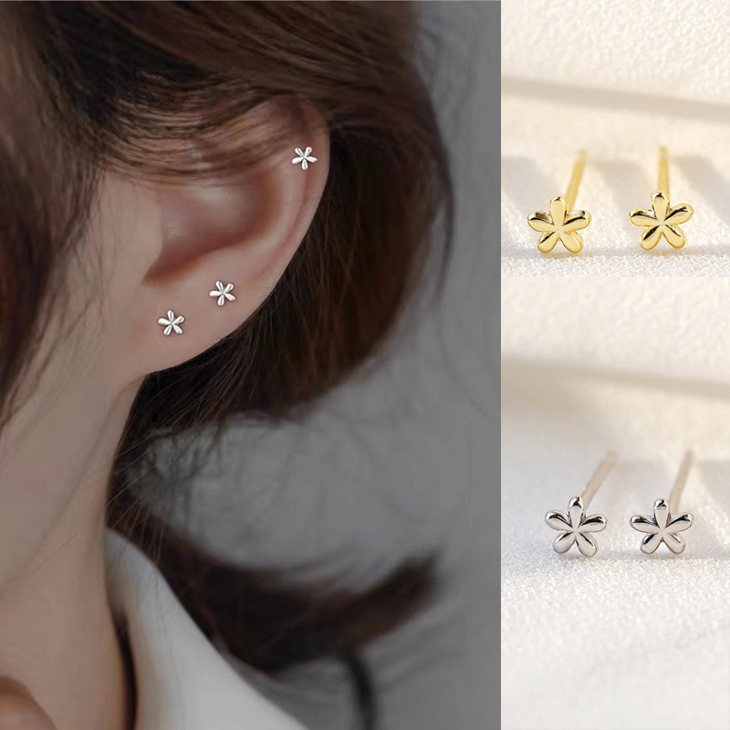 Magic789 Anting Tusuk Sterling Silver 925 Model Bunga Mini Gaya Korea Untuk Wanita