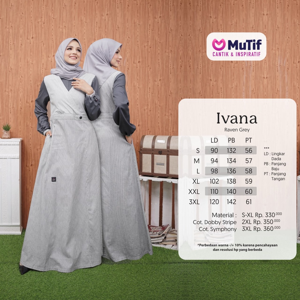 GAMIS SARIMBIT IBU DAN ANAK MUTIF IVANA RAVEN GREY TERBARU 2022 GAMIS MUTIF IVANA TERBARU 2022
