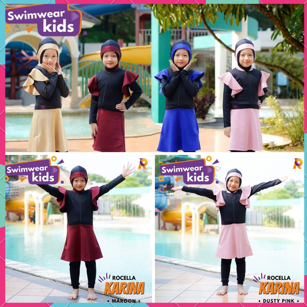 BAJU RENANG ANAK//BAJU RENANG MUSLIMAH//SWIMWEAR ANAK//ROCELLA SWIMWEAR KARINA