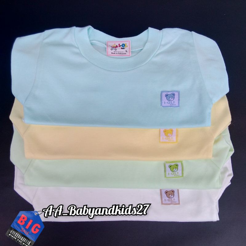 1PC Kaos Oblong Bayi IOL Polos Lembut dan SNI Ukuran S-XL