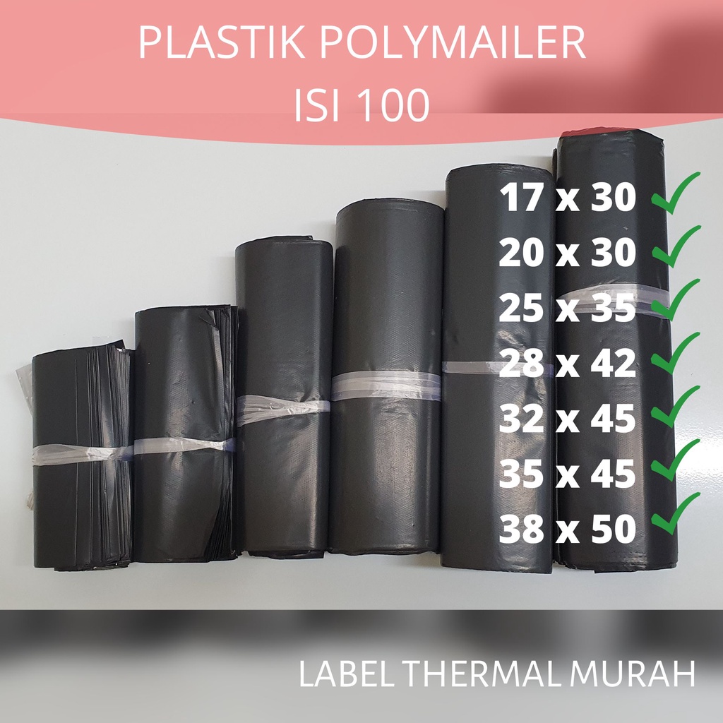 PLASTIK PACKING POLYMAILER 17x30 20x30 25x35 28x42 32x45 35x45 38x50