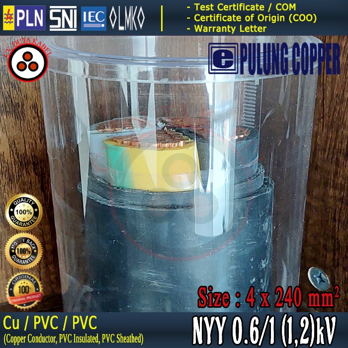 Kabel NYY 4x240 mm2 PULUNG COPPER /4 x 240 mm2/4x240mm2/4x240 mm/4x240mm
