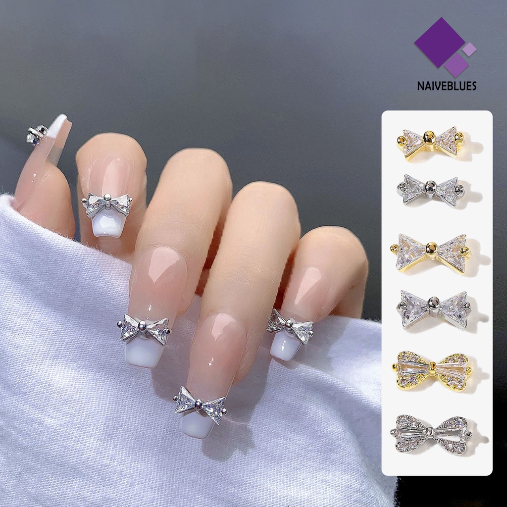 Naiveblue Ornamen Kupu-Kupu 3D Hias Cubic Zirconia Glitter Dekorasi Nail Art