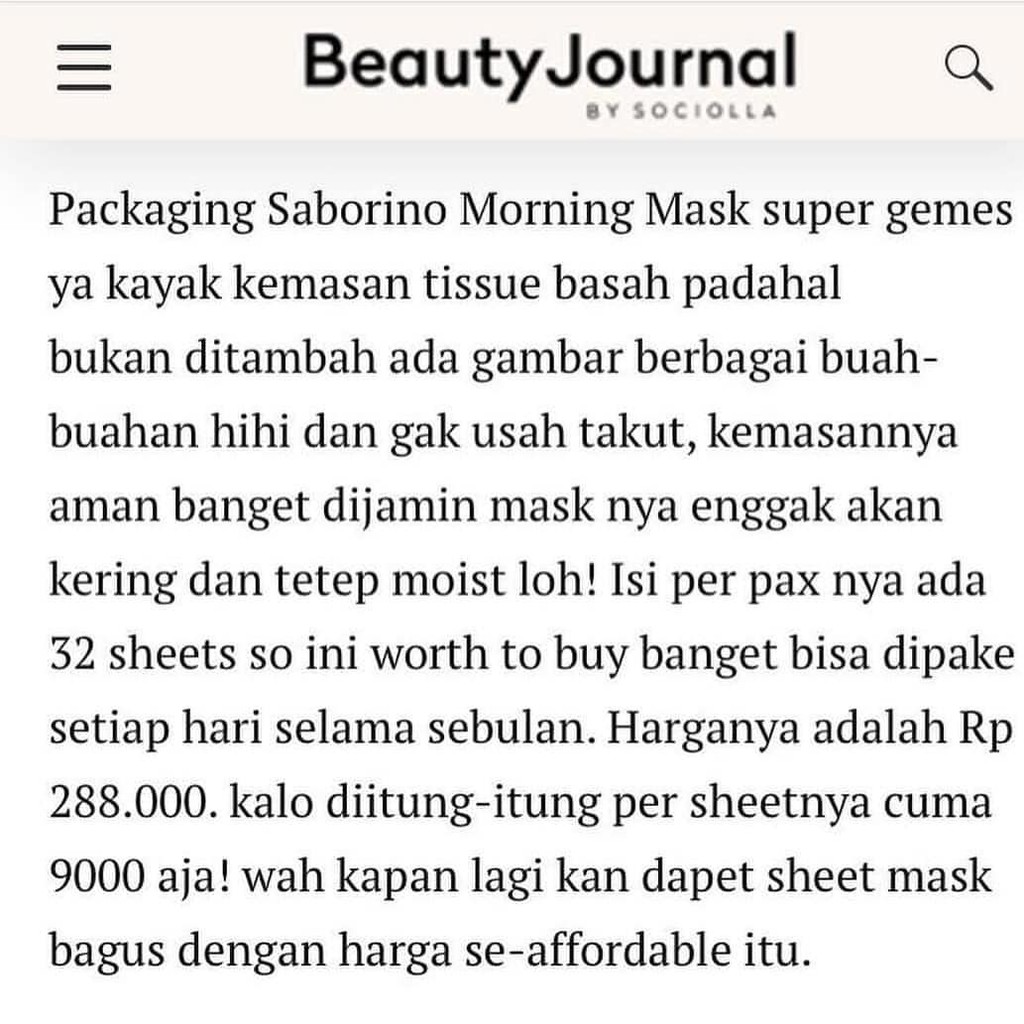 Saborino Sheet Mask