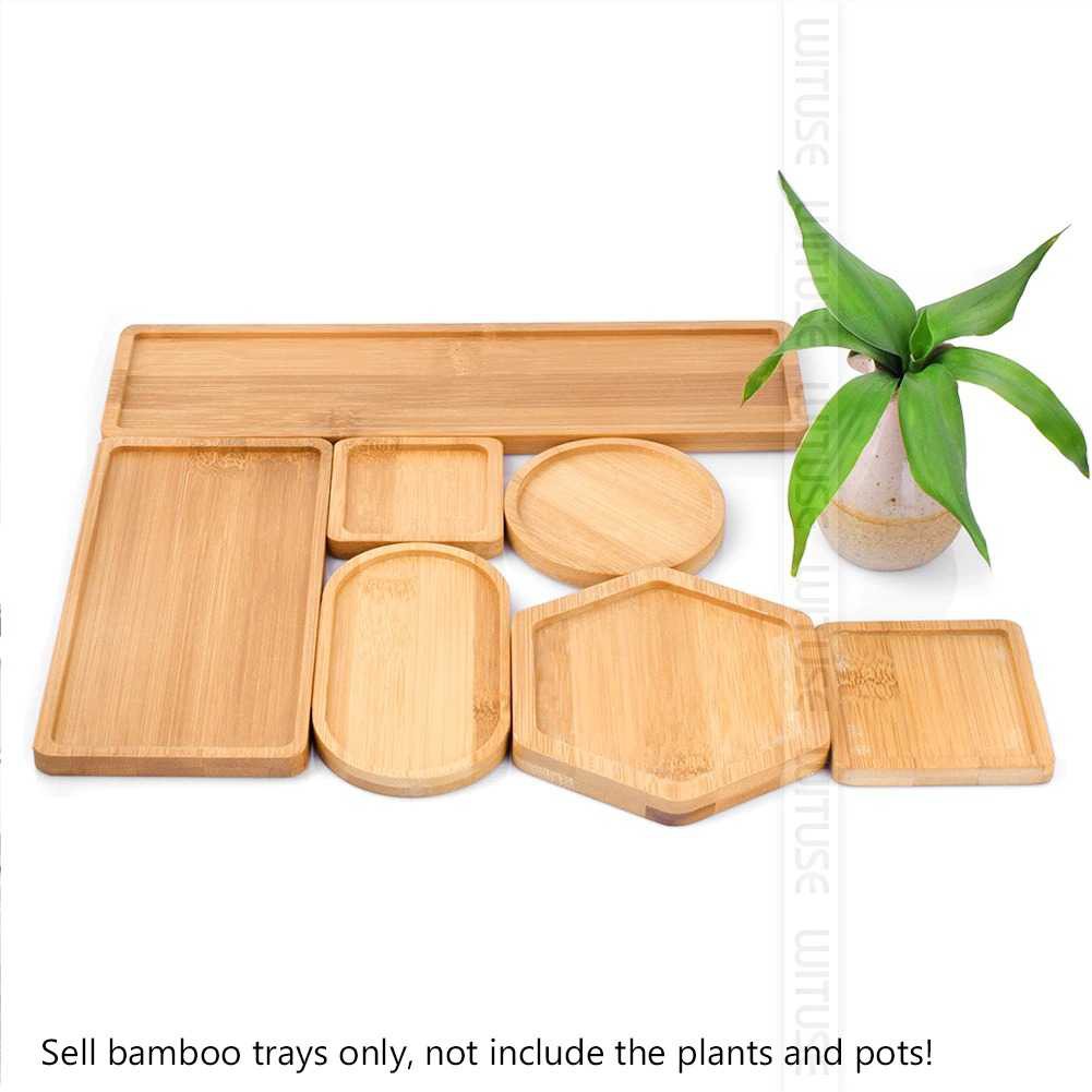 Alas Pot Tanaman Bamboo Persegi Panjang Tatakan Estetik Kayu Alas Wadah Bunga Dekorasi Rumah Hiasan Ruang Tamu Berkualitas