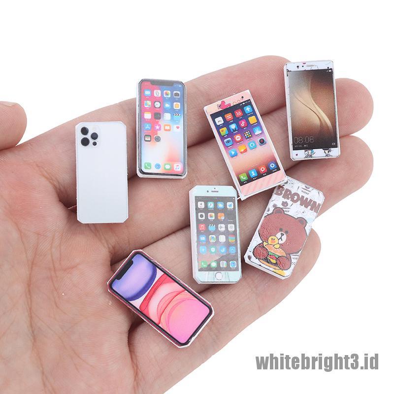 (white3) 1pc Miniatur Handphone Skala 1: 12 Untuk Rumah Boneka