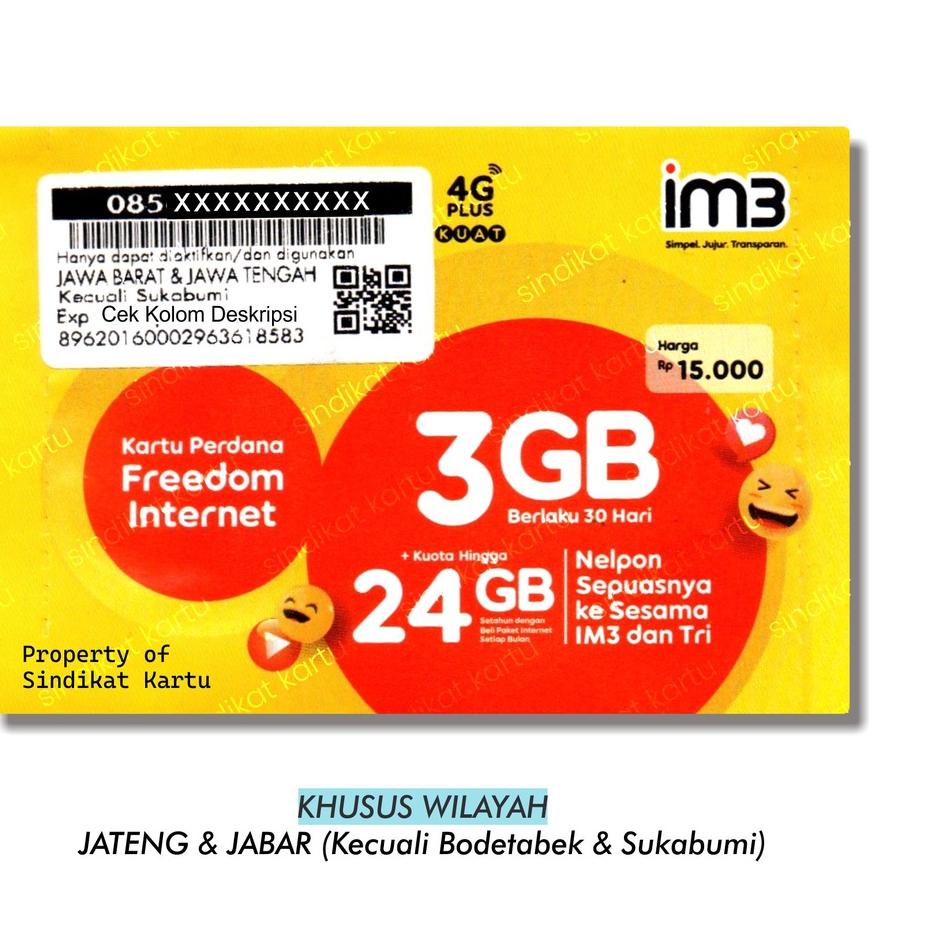 ⚡COD Perdana INDOSAT 3GB 30Hari (JATENG & JABAR Kecuali Bodetabek + Sukabumi) #TREND