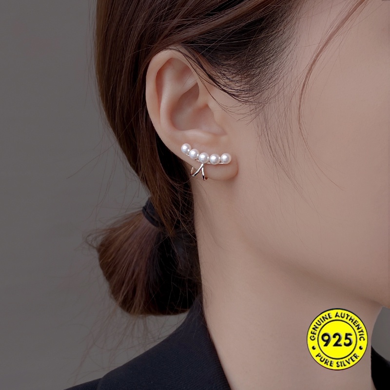 Anting Tusuk Sterling Silver 925 Tanpa Tindik Dengan Mutiara Untuk Wanita