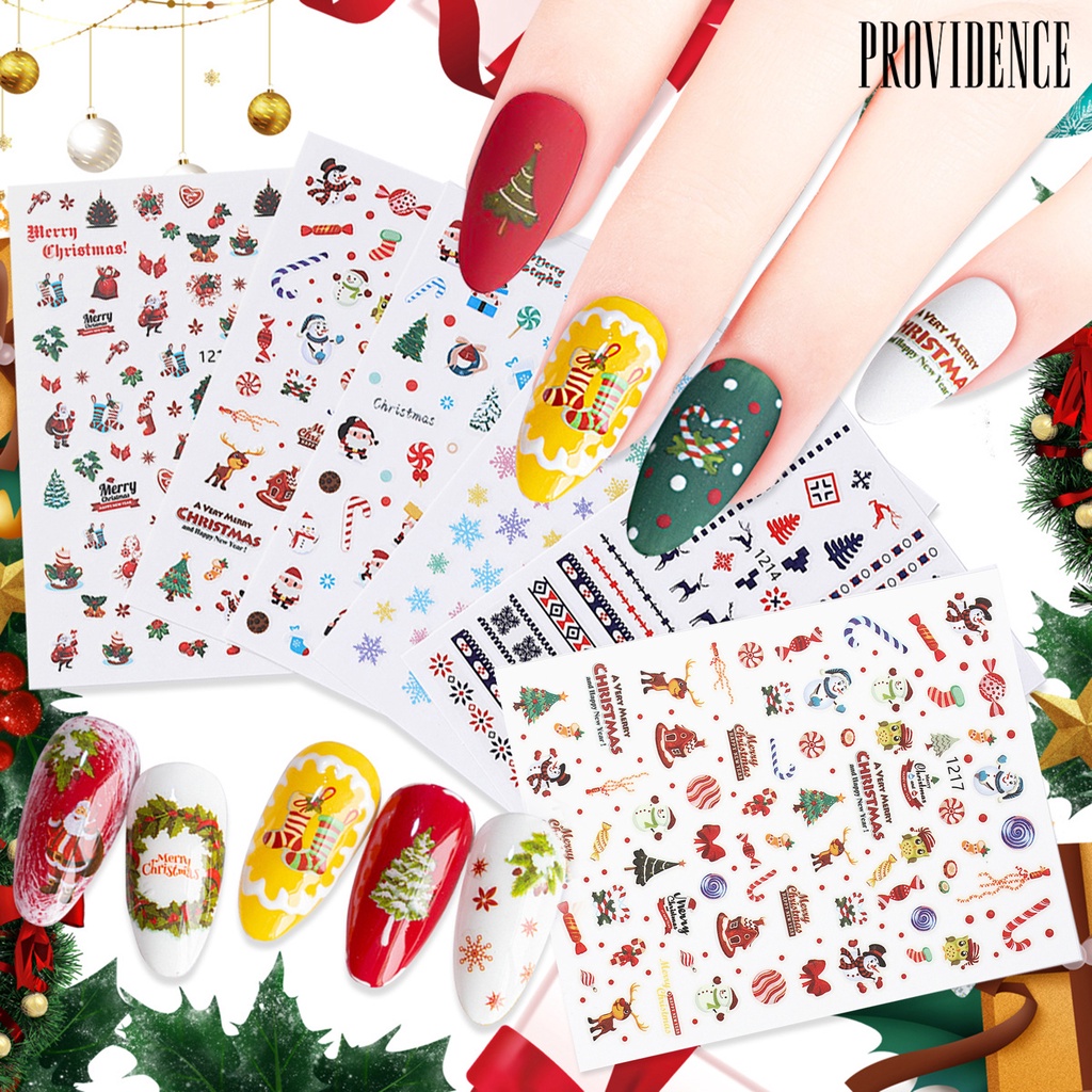 Providence 11Pcs/Set Christmas Patterns Nail Sticker DIY Colorful 3D Nail Snowflakes Christmas Gifts Decals for Winter