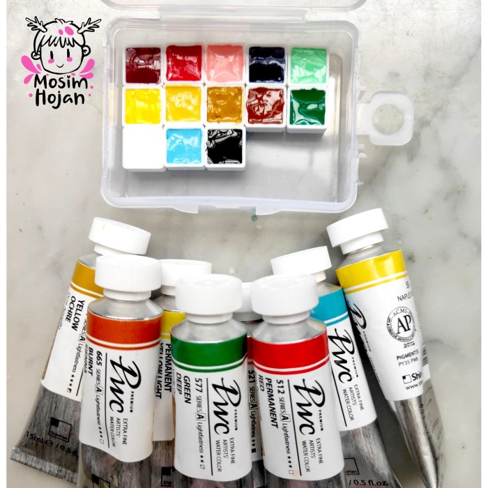 

PWC Shinhan Cat air watercolor tube share in mini pan 12 warna