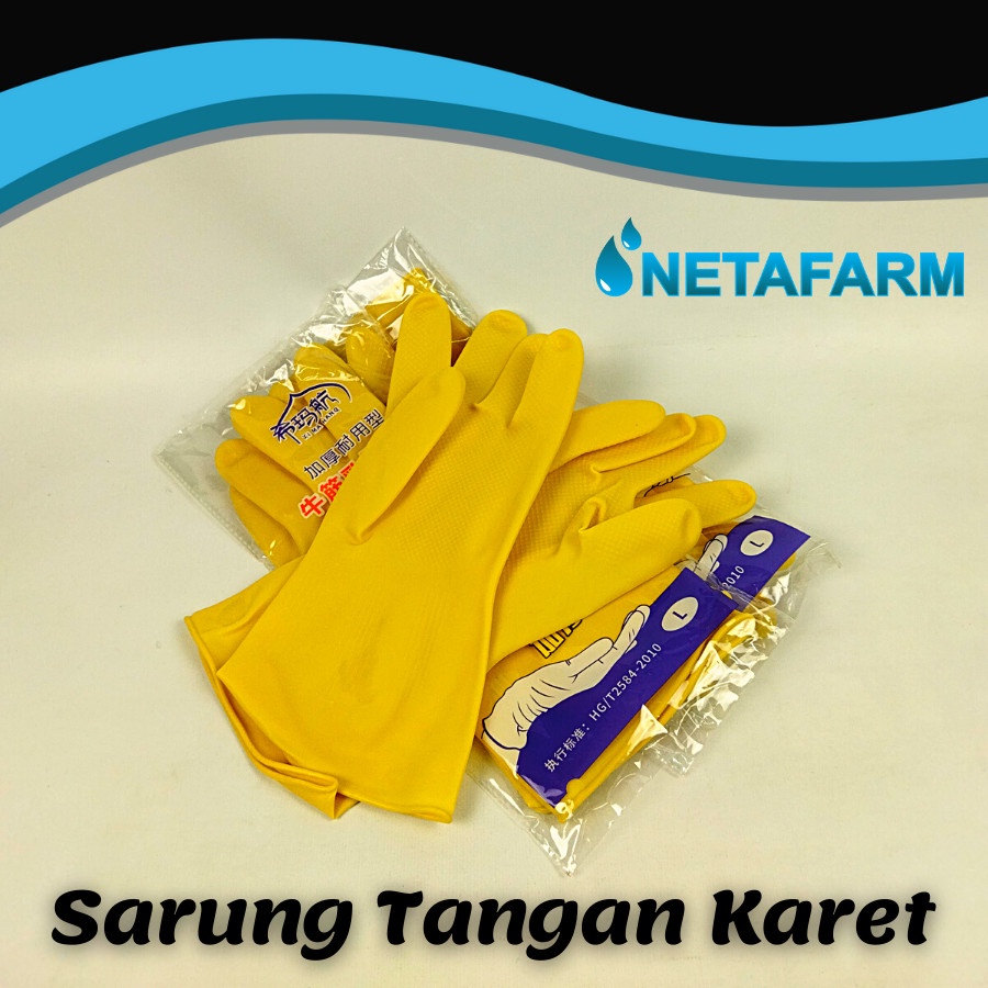 Sarung Tangan Karet Serbaguna Anti Air Panjang 31cm Kuning - 1 pc