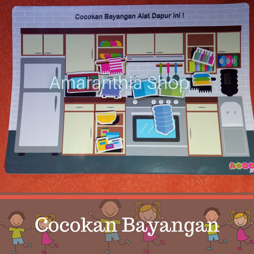 Mainan Edukasi Montessori Mencocokkan Bayangan Alat Dapur Magnet | Puzzle Terbaik untuk Anak >2 thn