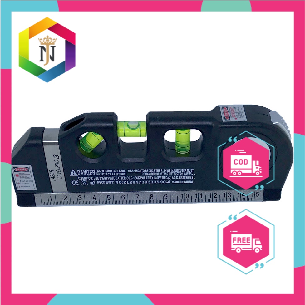 

Taffware LEVELPRO3 Penggaris Laser Horizontal Vertical 250CM + Waterpass - TL243 - Black