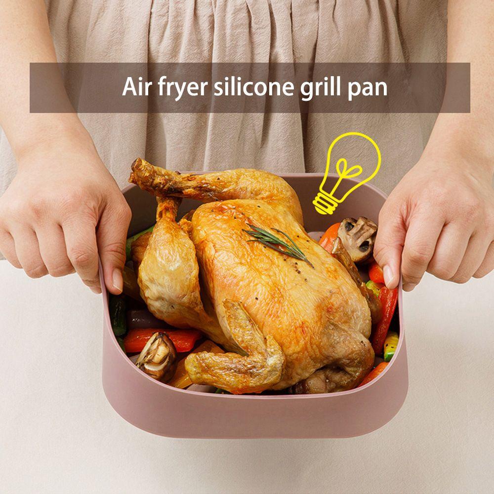 Solighter Air Fryer Liners Pembuatan Dapur Aksesoris BBQ Besar Dengan Pegangan