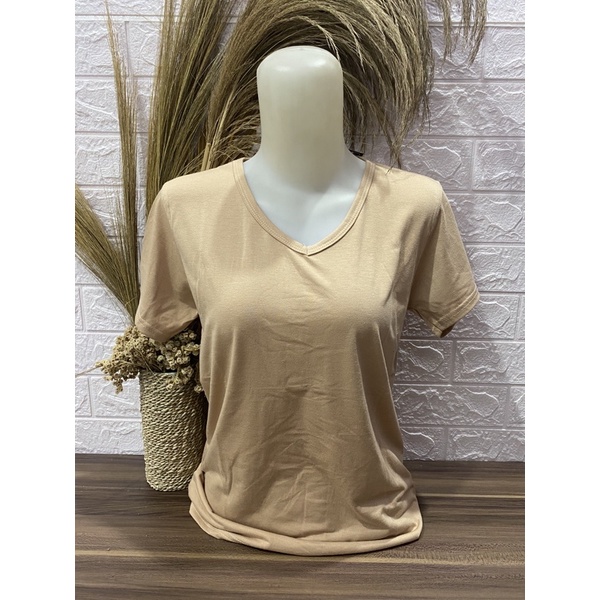 Kaos Wanita V neck Polos pendek L XL XXL Kaos Polos Pendek Wanita-Pendek-Coksu