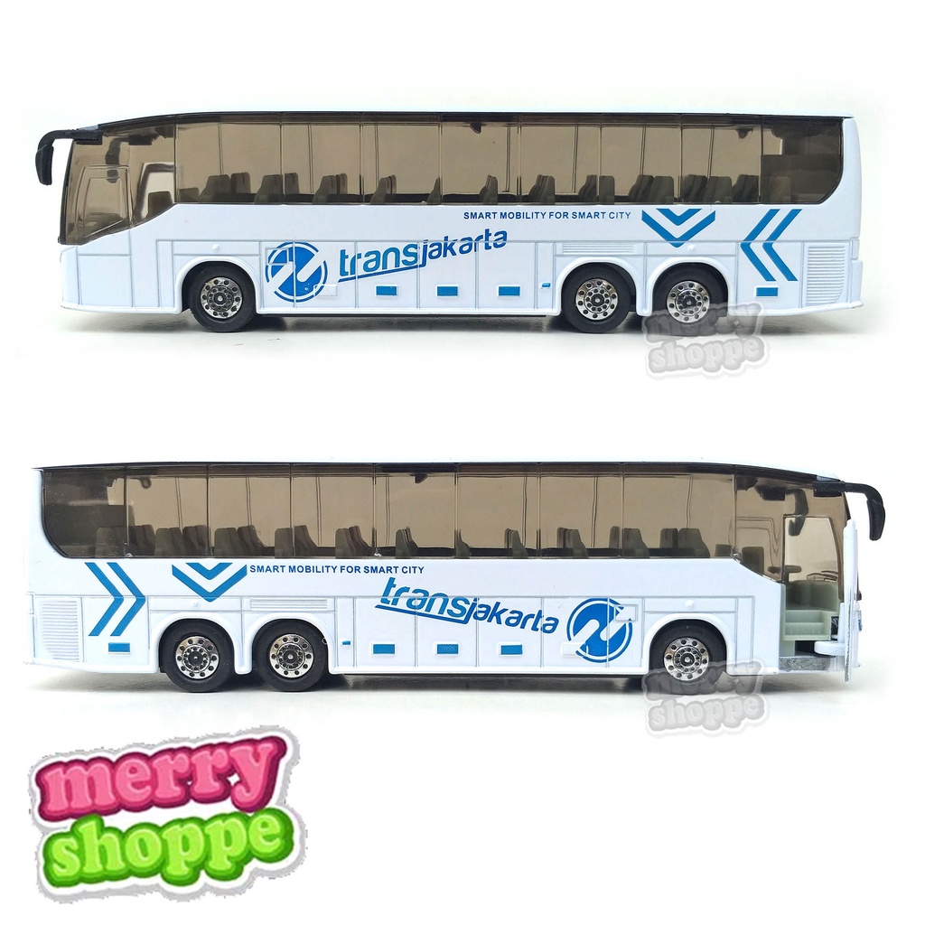 Diecast Miniatur Mobil Bus Transjakarta Busway + Lampu dan Suara