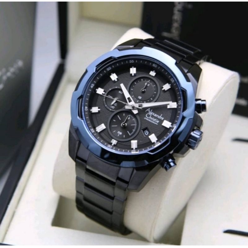 Alexandre christie AC6523MC PRIA AC 6523 RING BLUE NAVY RANTAI STAINLESS BLACK HITAM ROSEGOLD