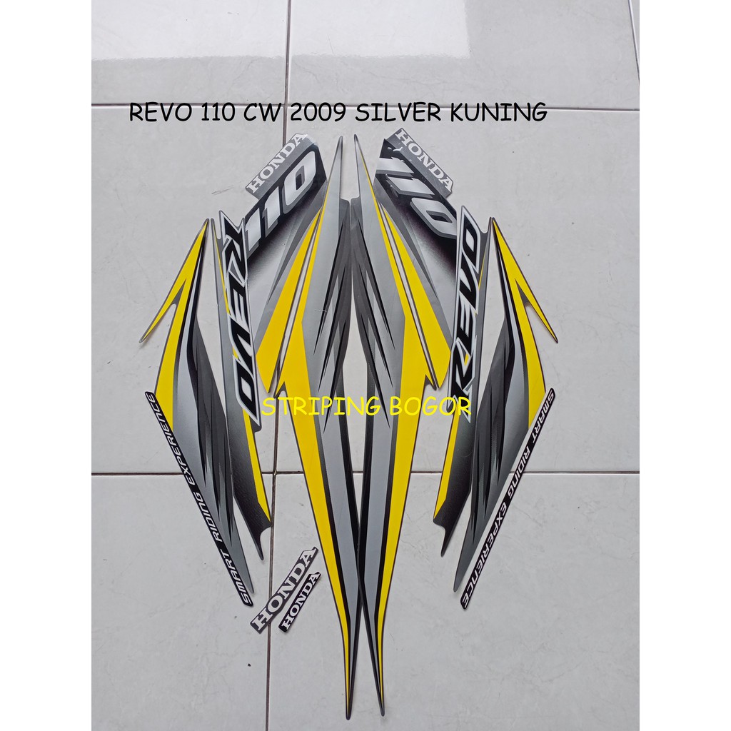 Stiker Motor Honda Revo 110 CW 2009 Silver Kuning
