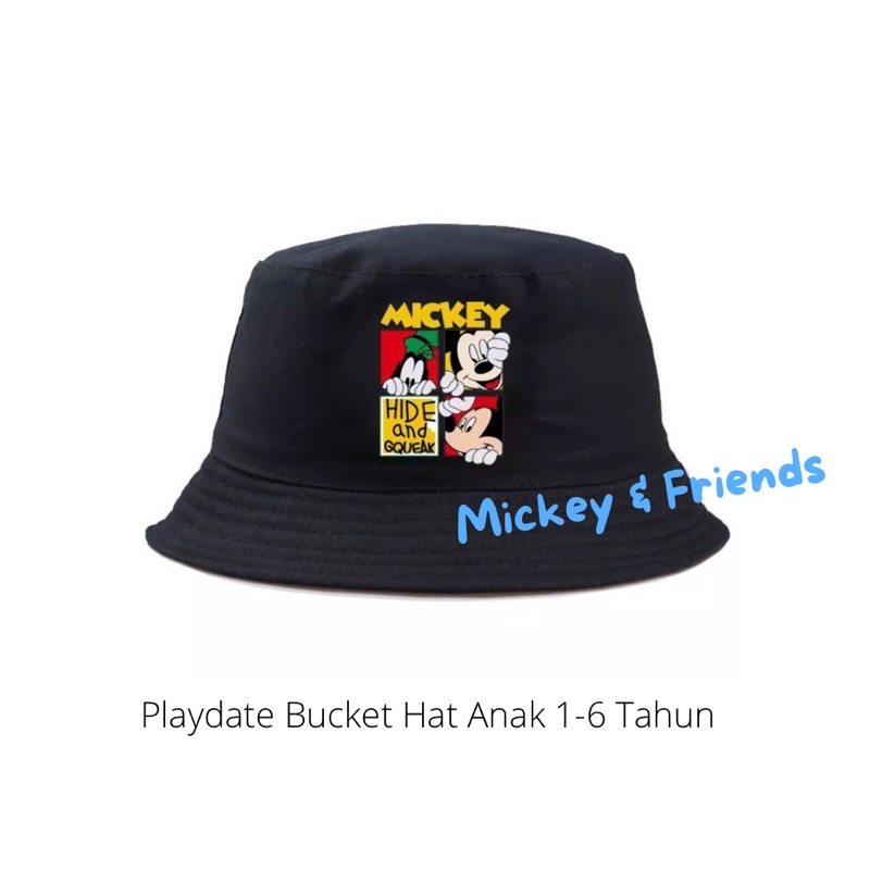 Bucket Hat Anak Polos Topi Anak Laki Laki Perempuan Topi Pikinik Anak Topi Rimba Anak Kupluk Anak Buket Hat Anak Bayi Laki Laki Perempuan 1 2 3 4 5 Tahun-Mickey And Friends
