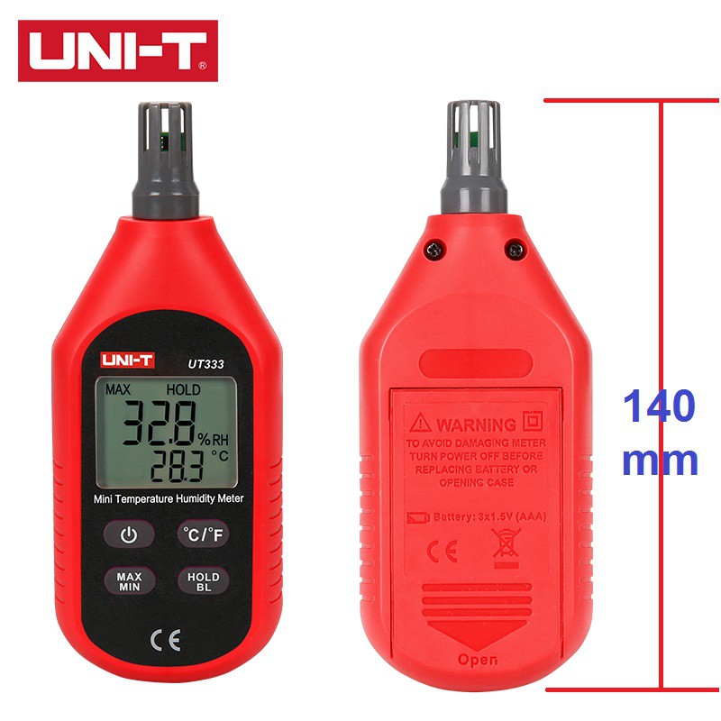 UNI-T UT333 Thermometer Hygrometer Humidity Ukur Suhu Kelembaban Udara LCD Sensor Termometer Meter
