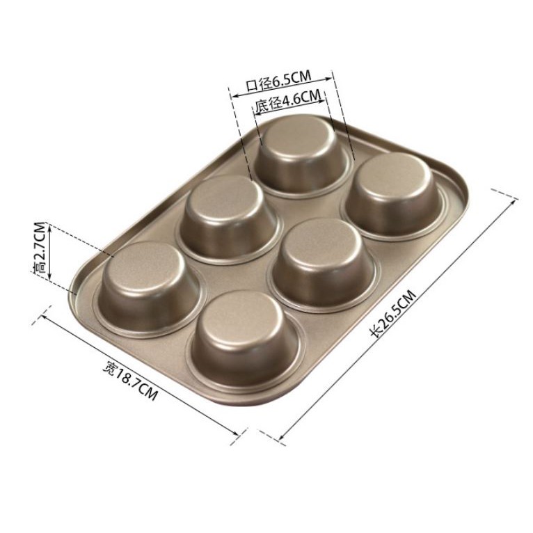 Loyang Kue Pastry Non-Stick Loyang 6 Cup Muffin Pan Teflon