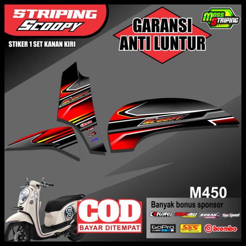 Stiker Striping Scoopy Fi 2013 2014 2015 Terlaris Kode M450 - Sticker Setiker Setriping List Variasi