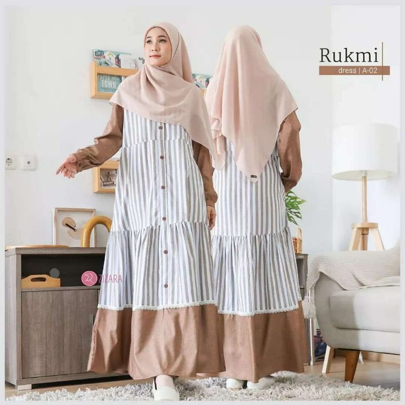 RUKMI DRESS | GAMIS SALUR | GAMIS MOTIF GARIS