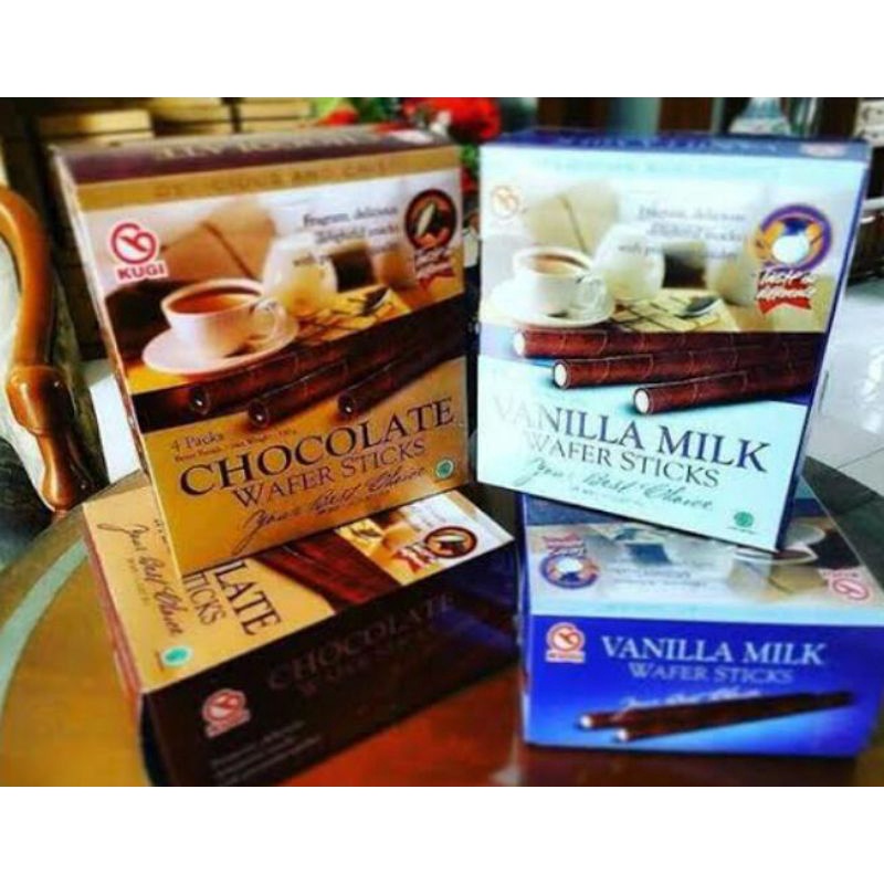 

Kugi wafer stick roll kemasan 320 gram isi 4 pcs dijual kartonan isi 12 pcs
