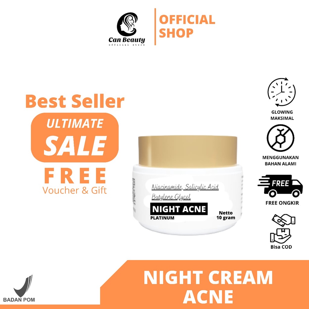 KRIM MALAM ACNE / Can beauty skincare bpom / Paket acnes jerawat lengkap ori/ Paket acne CAN BEAUTY 
