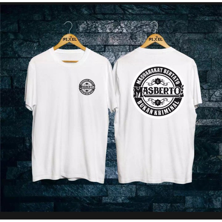 Baju Kaos T-shirt Pria Masberto Putih Terbaru Distro Lengan Pendek Motif Sablon Bergambar  kaos Samurai Jepang masberto logo kaos break rulles//