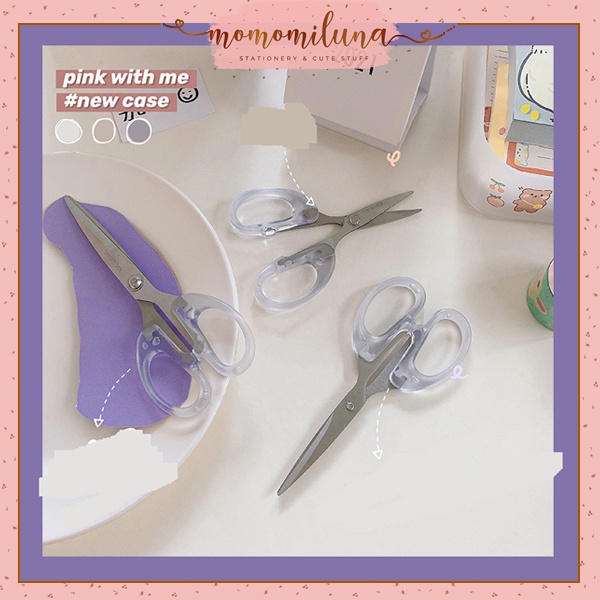 

Gunting gagang putih transparan kawai aesthetic ukuran kecil sedang besar MK1266