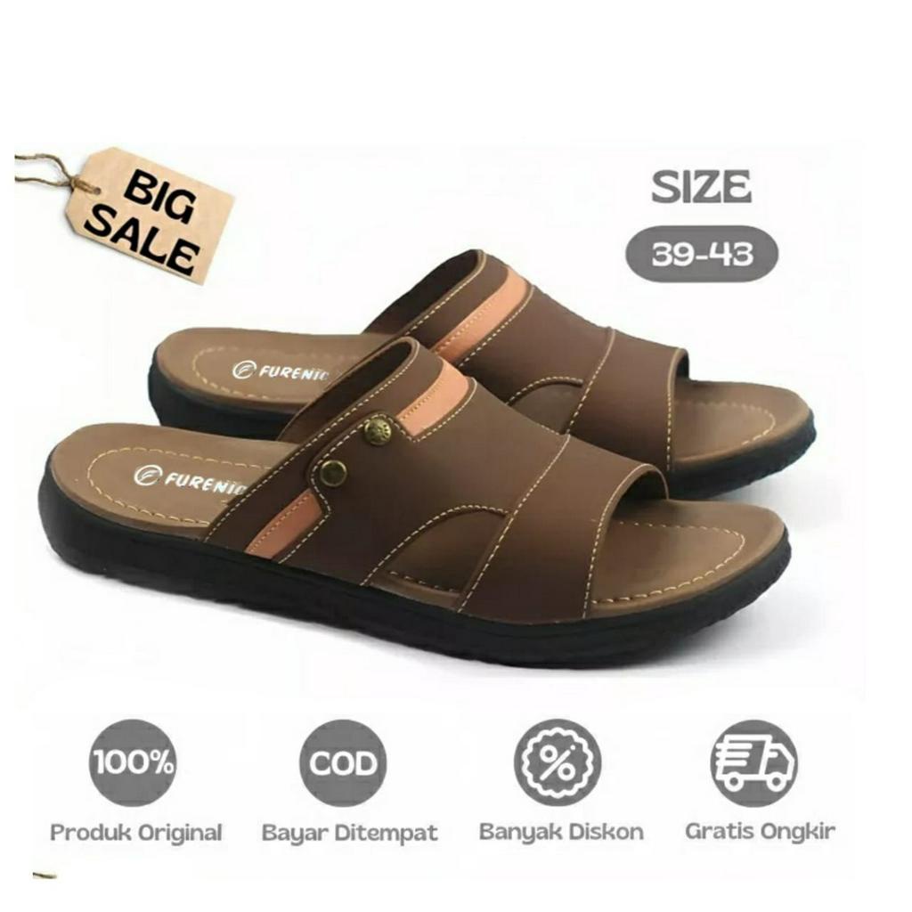 Sandal Slide Slop Pria Kulit Dewasa Sendal Selop Cowok Kekinian Terbaru