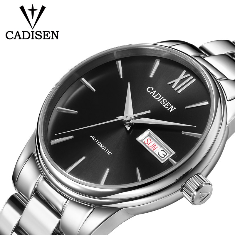 Jam tangan mekanik CADISEN Original Brand Watch Men Automatic Self-wind Stainless Steel 5atm