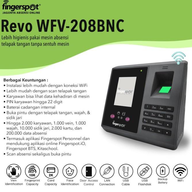 Mesin Absensi Finger Print Fingerspot Revo Wfv-208Bnc Wifi & Vein