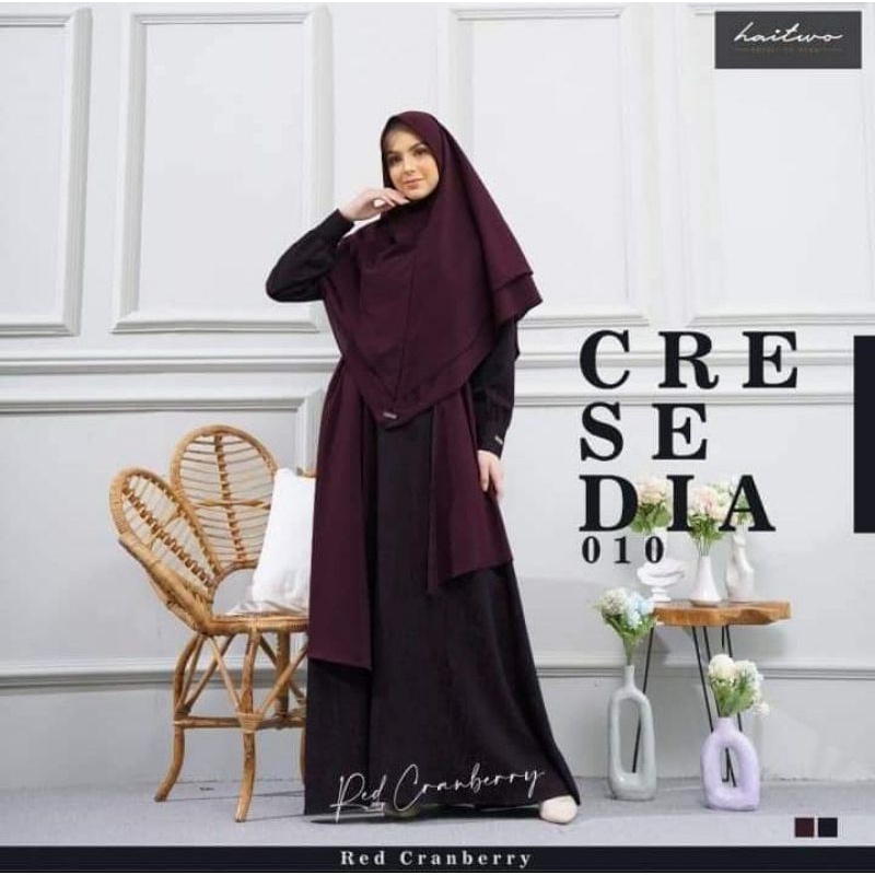 HAITWO// Gamis HAITWO terbaru Cresedia 010 gamis set hijab premium