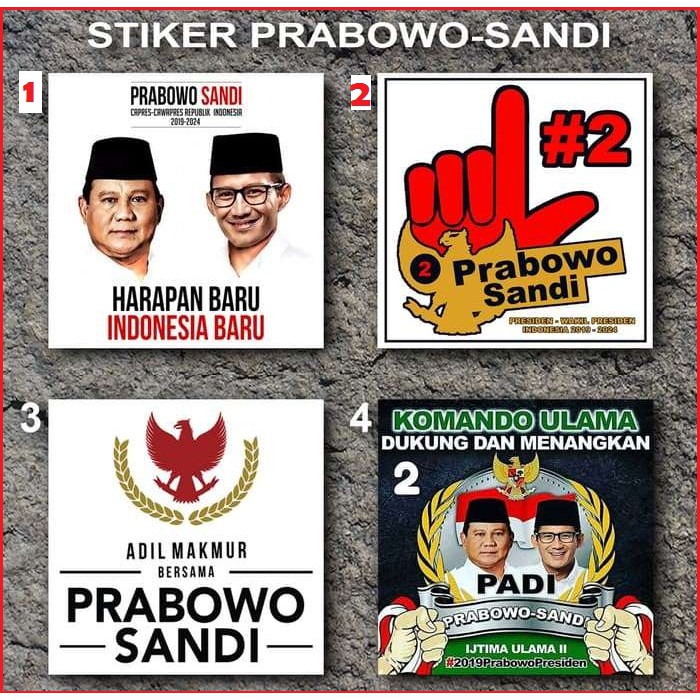 

sticker stiker prabowo sandi pas padi 02 indonesia makmur pilpres 2019