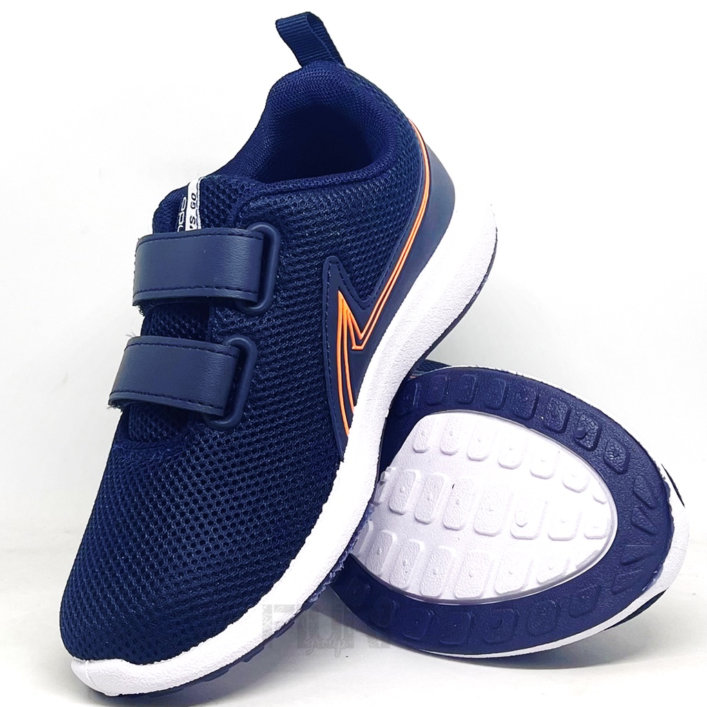 FIURI - ANDO ORIGINAL -  BOAZ PEREKAT 31-34 NAVY - SEPATU SNEAKERS KANVAS SOL KARET ANAK KECIL LAKI-LAKI - SEPATU KETS LUCU FASHION TRENDY - SEPATU SEKOLAH PAUD TK SD KRETEKAN PEREKAT CEWEK COWOK MURAH PROMO DISKON BONUS KAOS KAKI