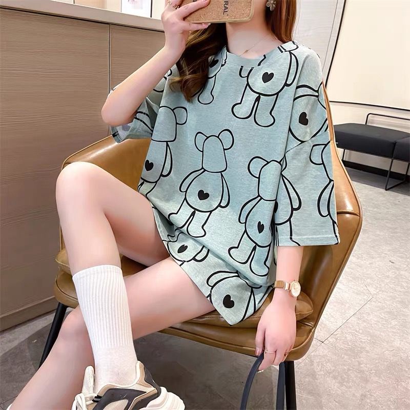 THISTLE - Oversize Tee Tshirt Wanita Model Longgar Motif Bear K Full Print