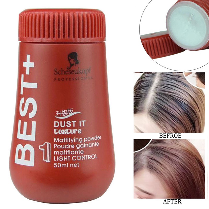 BEST+ Pertolongan Pertama Rambut Berminyak di saat harus ber-penampilan Prima seperti Artis, Dust It Hairstyling Texture powder rambut hair styling 10g Fluffy Hair Powder Hair No Wash Away Oil Dry Shampoo Powder Unisex Styling Hair Disposable Hair Wax