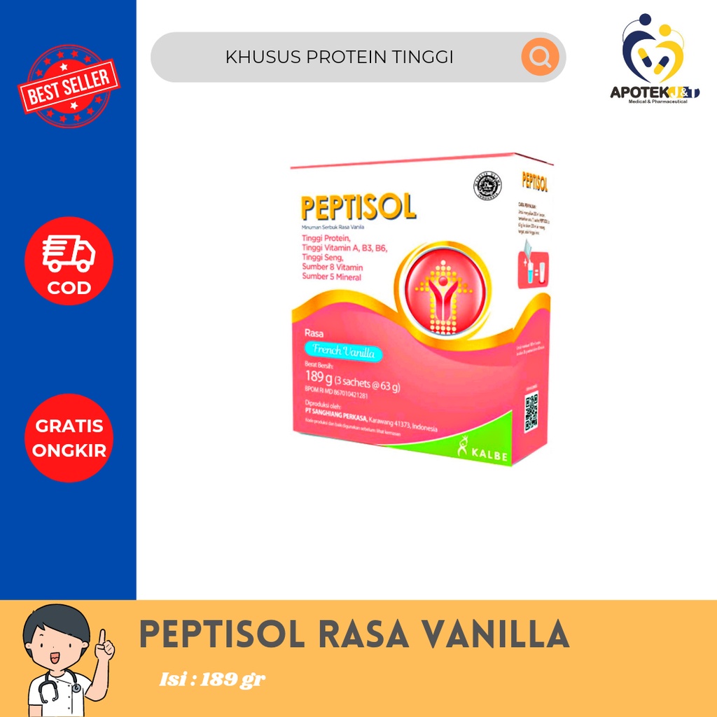 SUSU PEPTISOL 189GRAM / Susu tinggi protein / Pemulihan pasca operasi / Penambah berat janin / SUSU IBU HAMIL BOOSTER BERAT KANDUNGAN