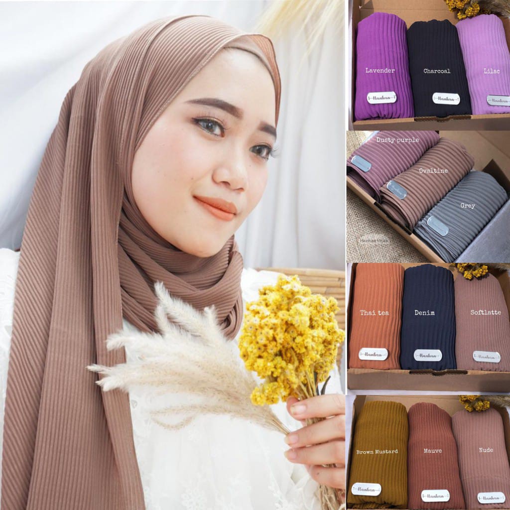 (Full Plisket Ceruty) Pashmina Pasmina Plisket Lidi Premium/ Fatin Jilbab Pasmina