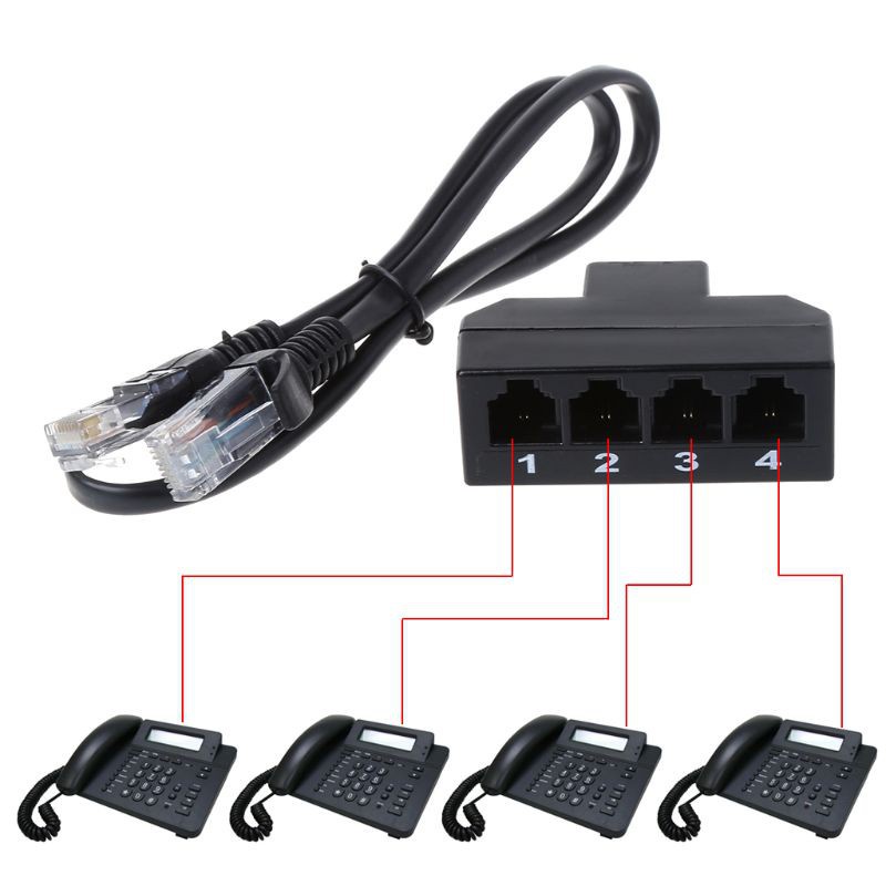 btsg RJ11 6P4C Female To 4 Ethernet RJ45 8P8C Male F/M Adapter Converter Cable Phone