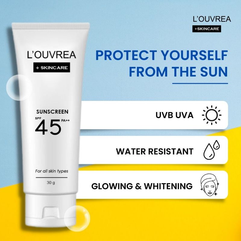 Jual Louvrea Sunscreen SPF 45 PA++/ sunscreen tidak bikin kusam